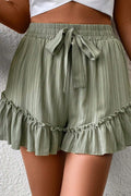Sage Ruffle-Hem Tie-Waist Shorts