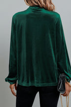 Velvet Keyhole Long Sleeve Blouse