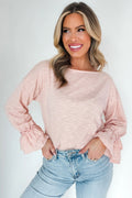 Blush Ruffle Cuff Long Sleeve Top