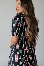 Black Champagne Print Short Pyjama Set
