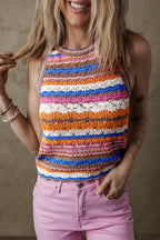Marrakesh Stripe Crochet Knit Tank