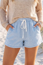 Railroad Stripe Lightweight Denim Shorts