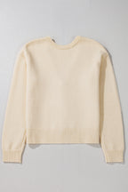 Cream Bow Front V-Neck Cardigan