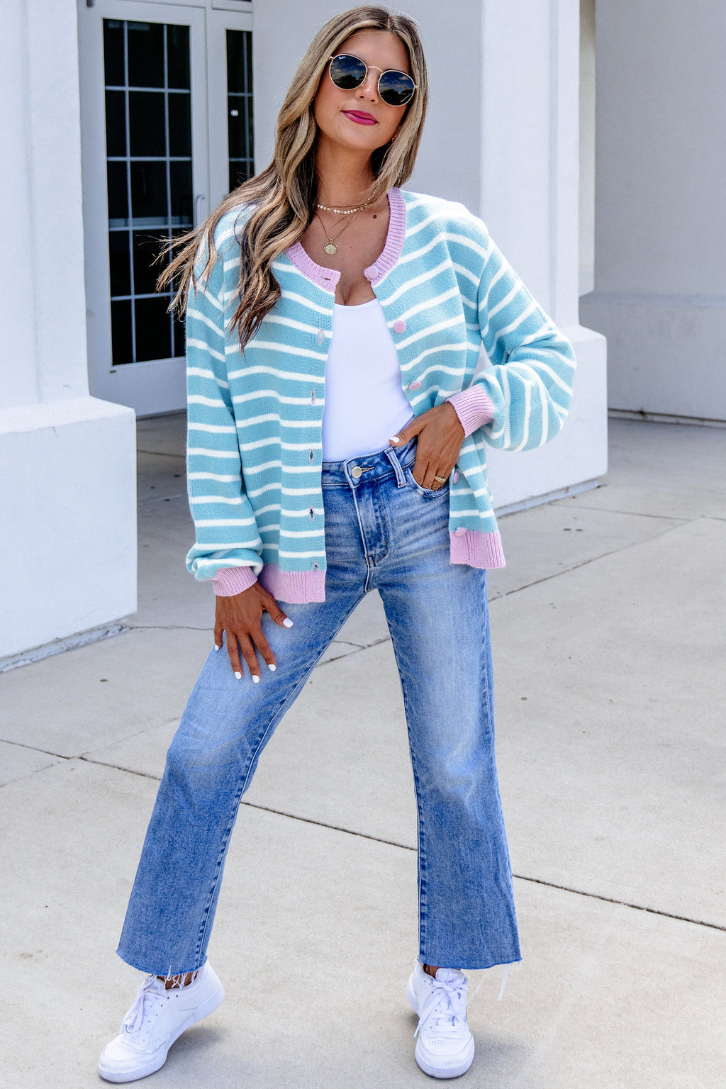 Striped Sky Blue Cardigan