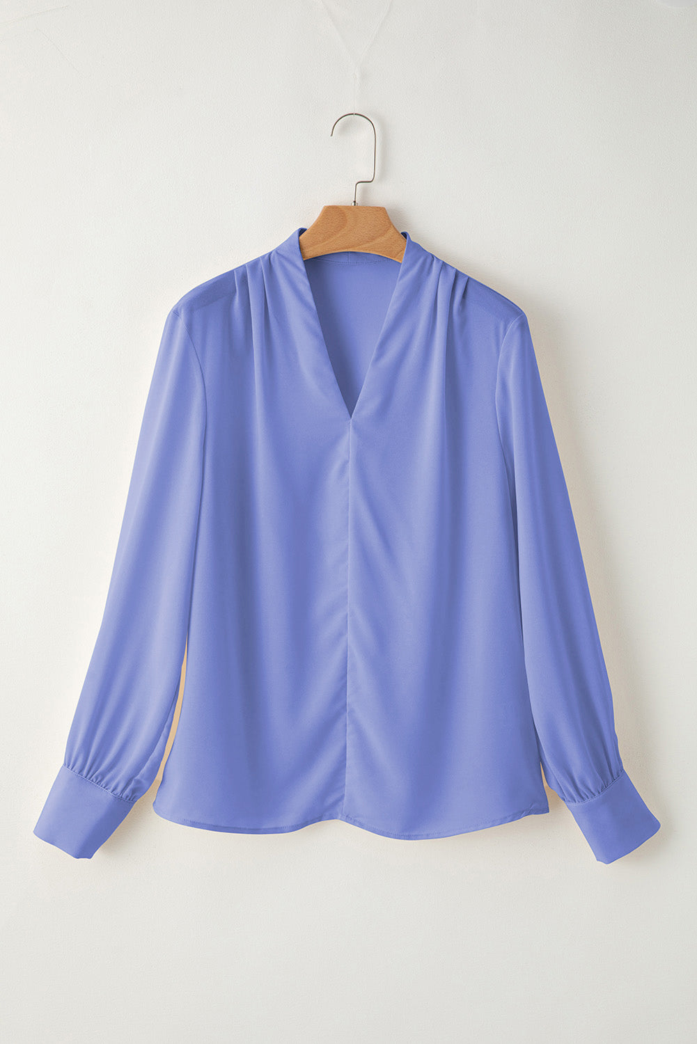 Periwinkle V-Neck Pleated Blouse