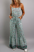 Mint Boho Floral Wide-Leg Jumpsuit