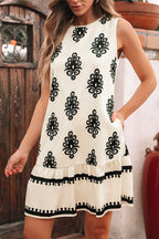 Cream Baroque Print Tie Back Mini