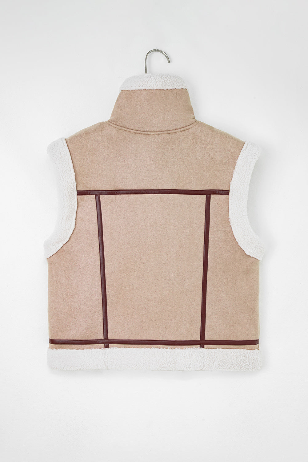 Almond Faux Shearling Aviator Vest