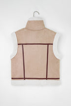 Almond Faux Shearling Aviator Vest