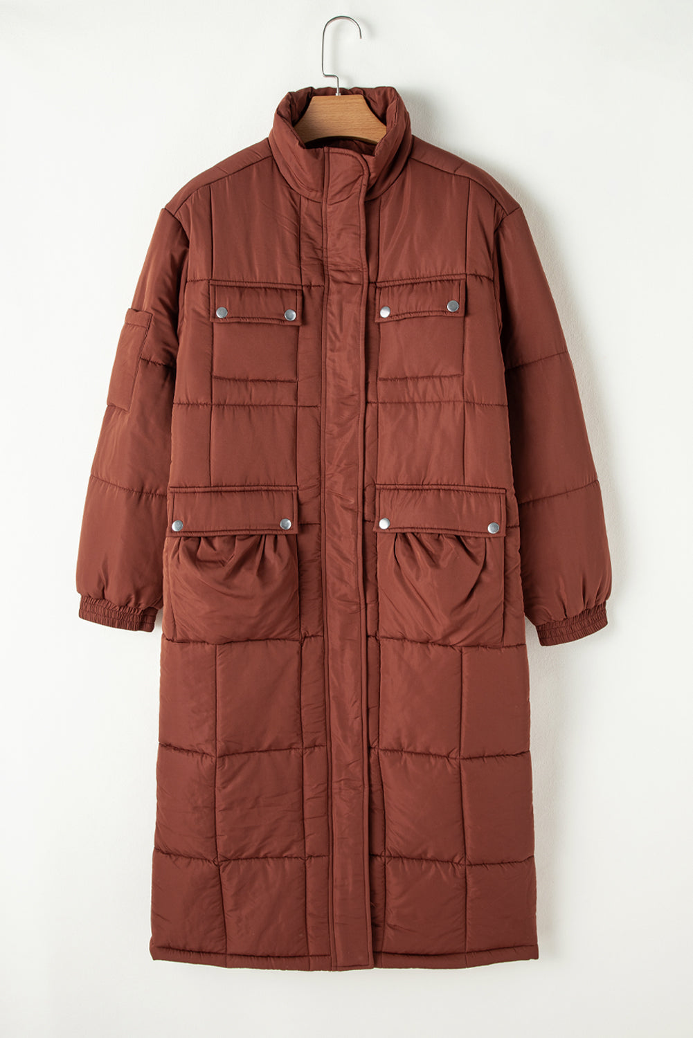 Chestnut Quilted Midi Puffer Jacket
