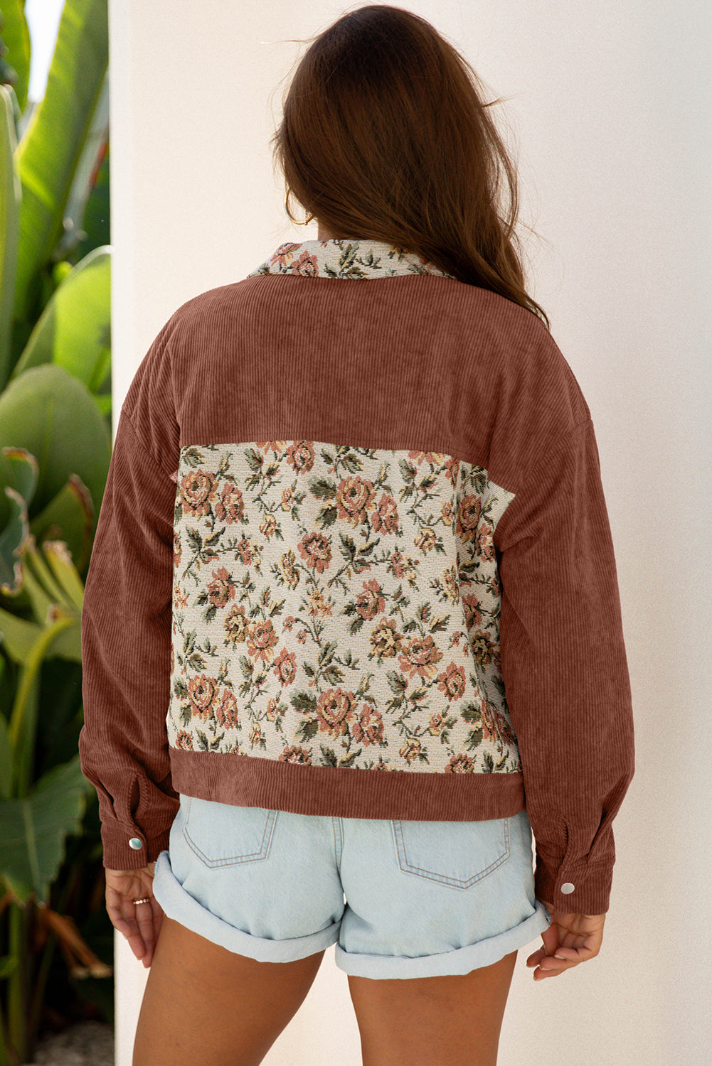 Floral Patchwork Corduroy Shacket