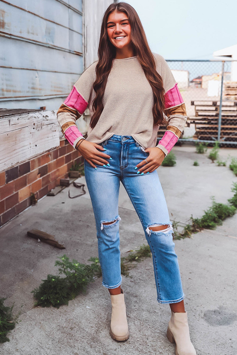 Oatmeal Colourblock Sweater