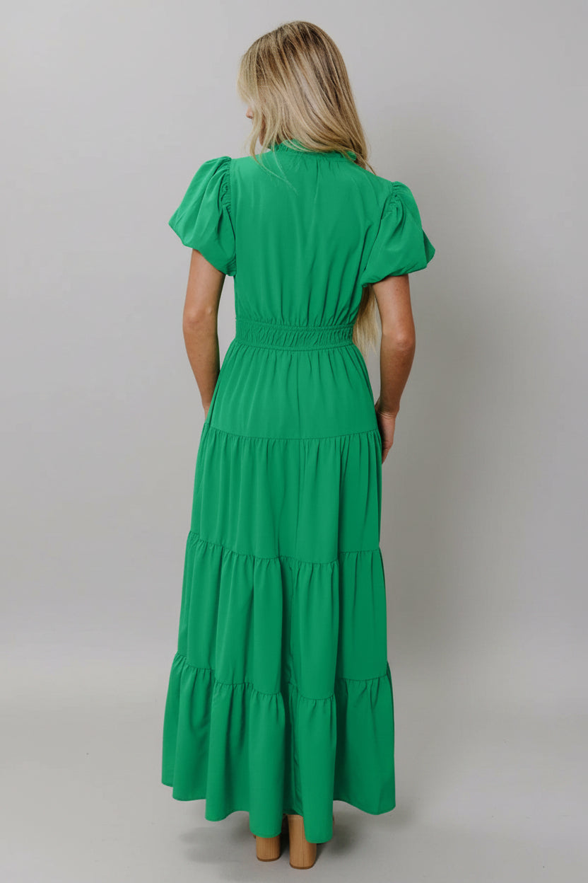 Puff Sleeve Tiered Maxi Dress