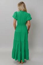 Puff Sleeve Tiered Maxi Dress
