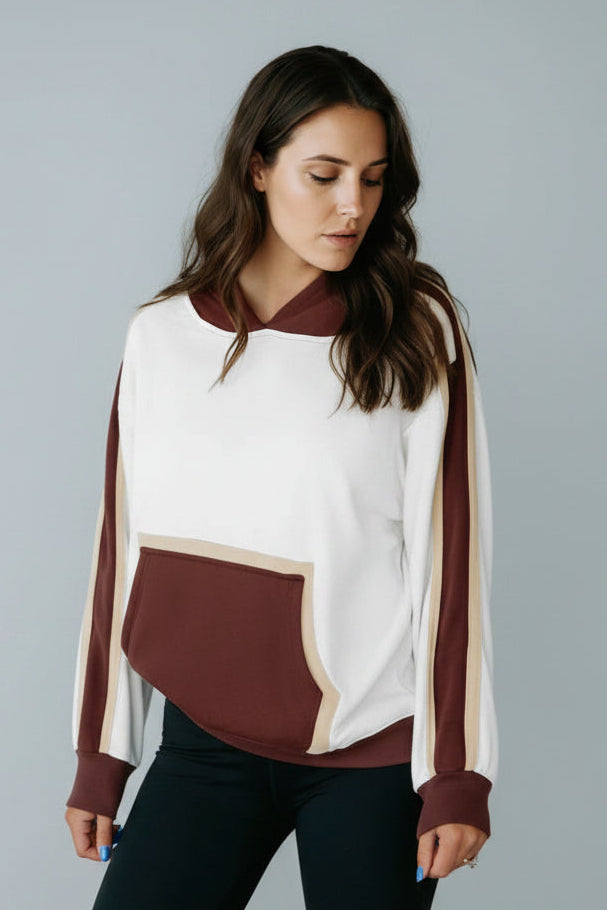 Burgundy Colourblock Hoodie