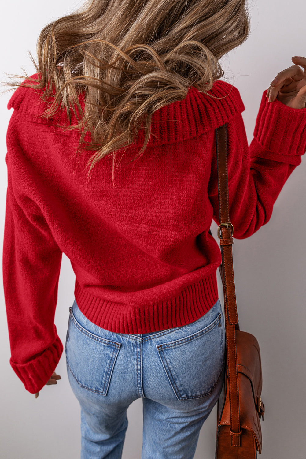 V-Neck Collared Knit Sweater