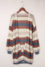 Terracotta Stripe Open-Front Cardigan