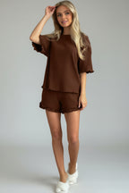 Chocolate Ribbed Lounge Set