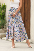 Lavender Garden Floral Tiered Maxi Skirt