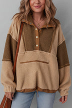 Latte Colourblock Sherpa Pullover