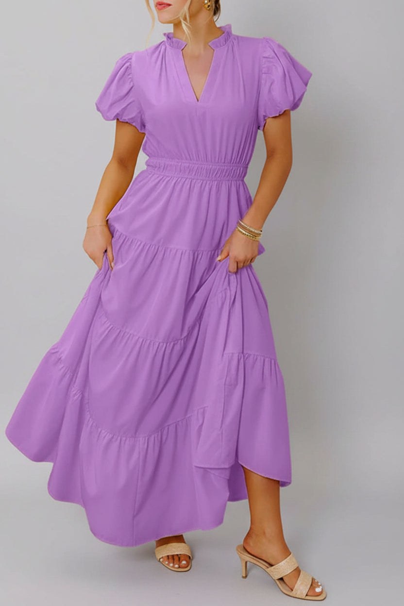 Puff Sleeve Tiered Maxi Dress