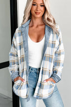 Dusty Blue Reversible Corduroy Plaid Shacket