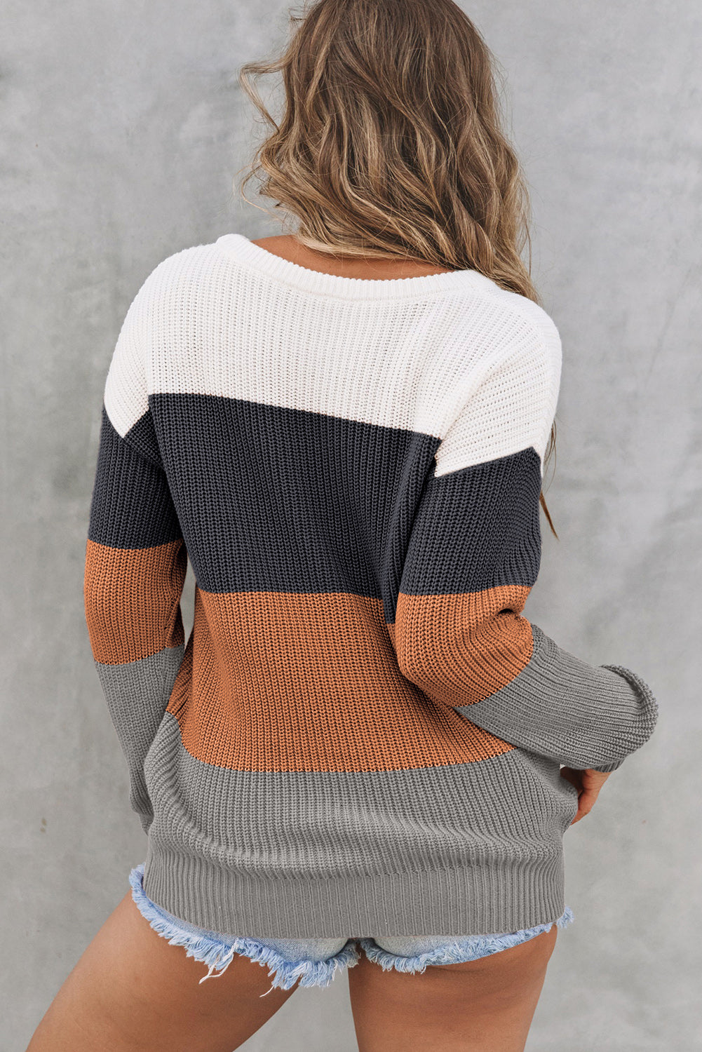Colourblock Ribbed Knit Sweater