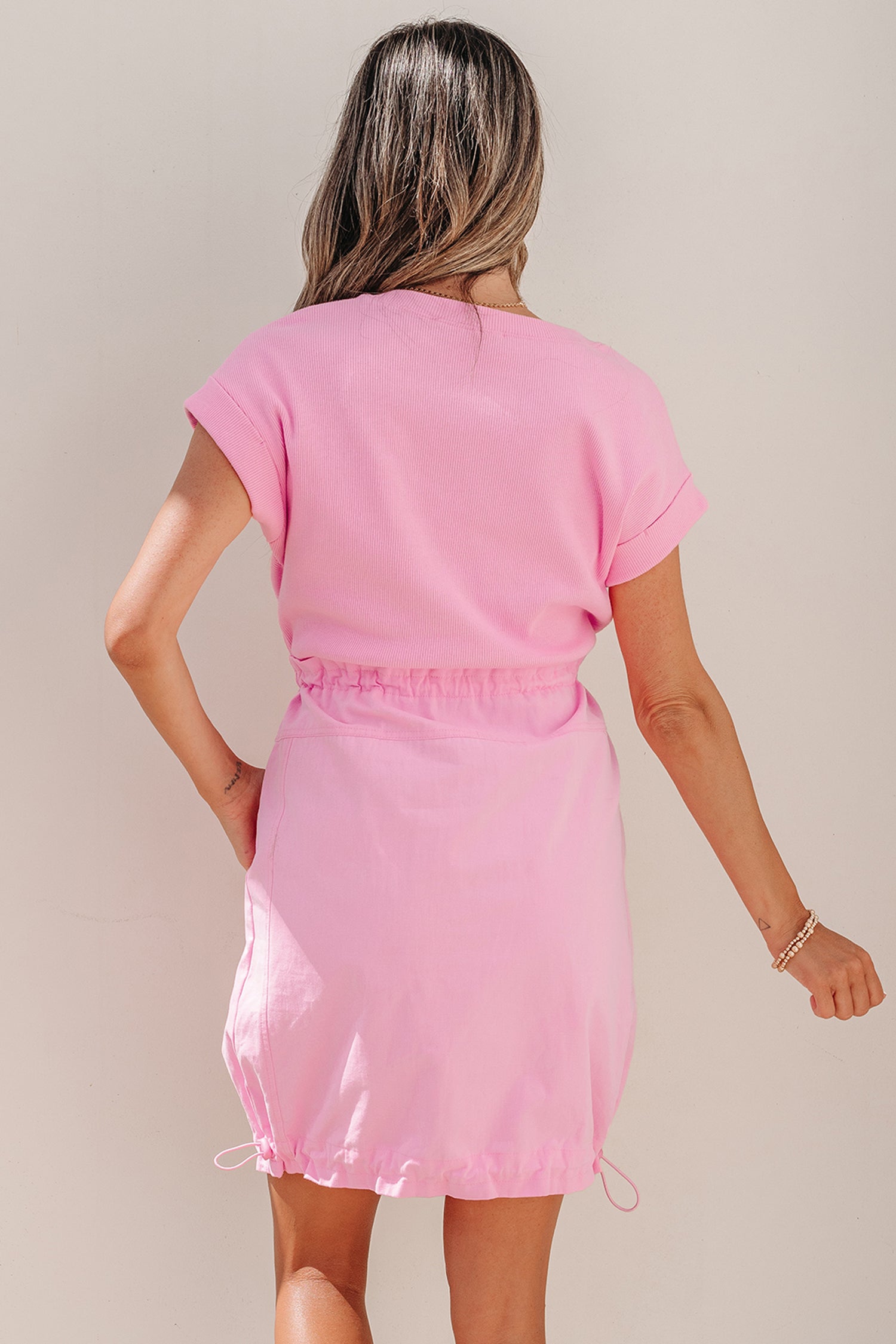 Bubblegum Drawstring Parachute Dress