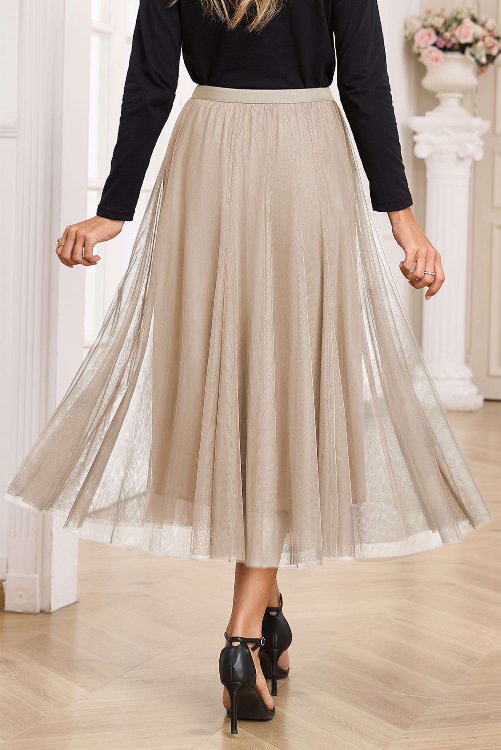 Vanilla Tulle Midi Skirt
