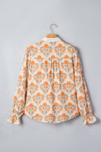 Vanilla Marigold Floral Ruffle Cuff Blouse