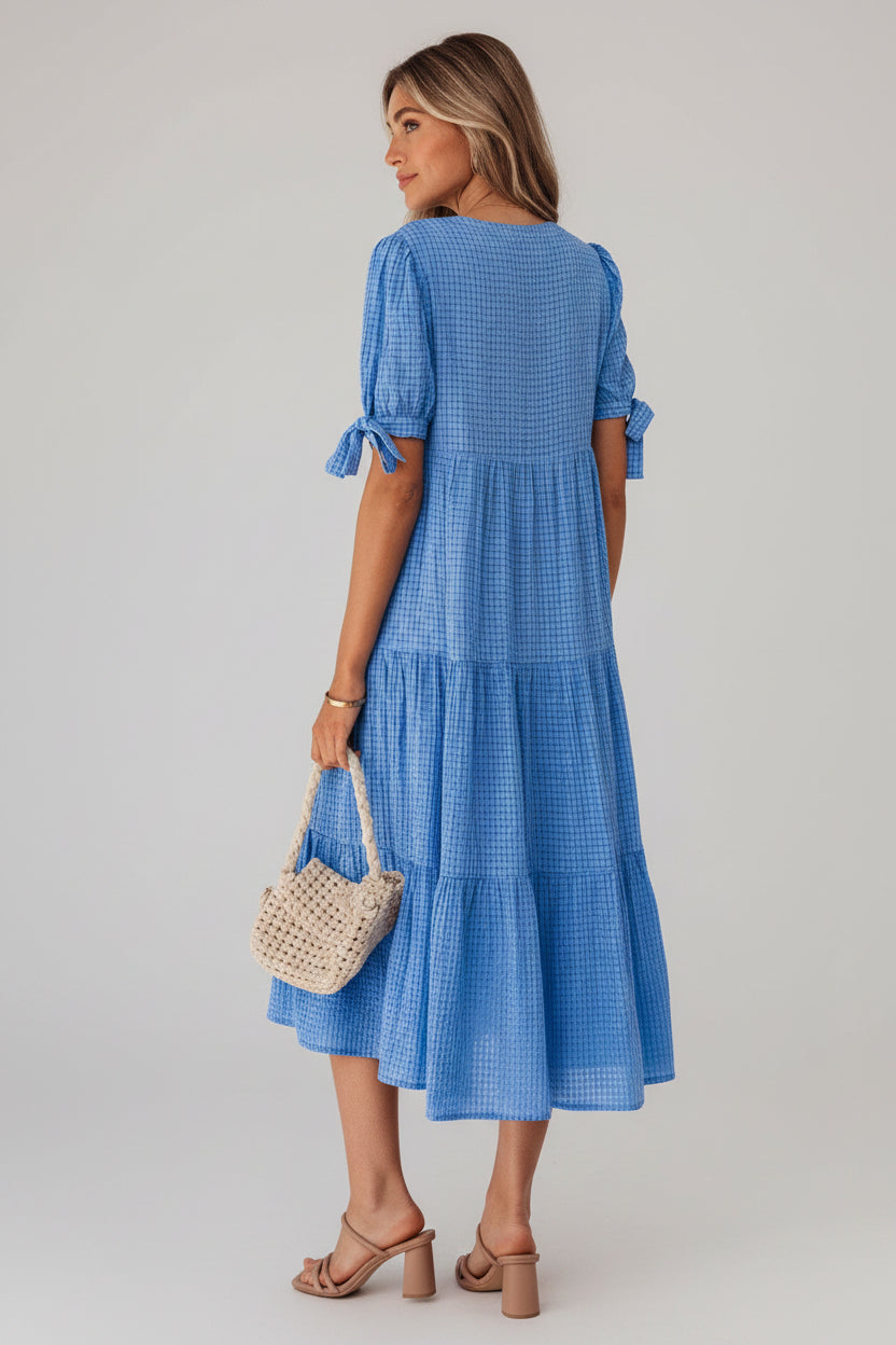 Textured Tiered Midi Dress