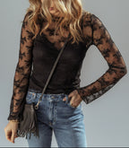 Floral Embroidered Mesh Top