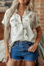Cream Mallard Print Short Sleeve Shirt
