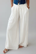 White Pleated Palazzo Pants
