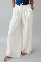 White Pleated Palazzo Pants