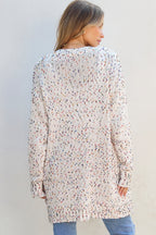 Cream Confetti Knit Open-Front Cardigan