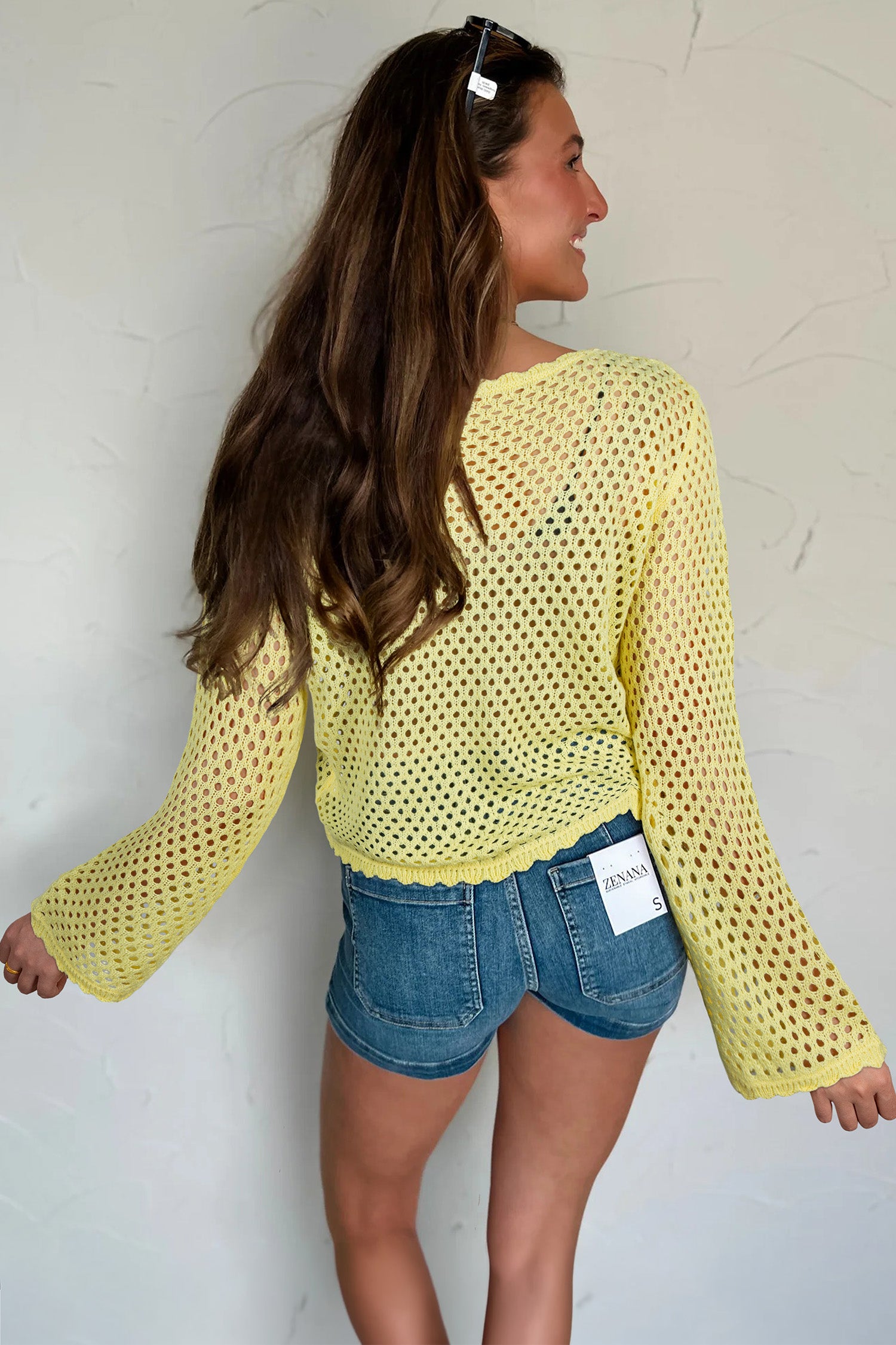 Scalloped Pointelle Knit Sweater