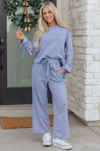 Periwinkle Velvet Bow Lounge Set