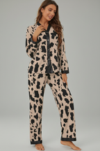 Tan and Black Animal Print Pyjama Set