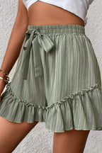 Sage Ruffle-Hem Tie-Waist Shorts