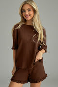 Chocolate Ribbed Lounge Set