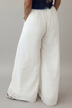 White Pleated Palazzo Pants