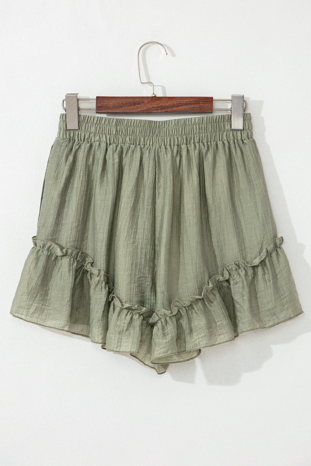 Sage Ruffle-Hem Tie-Waist Shorts