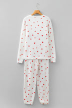 White Heart Print Lounge Set