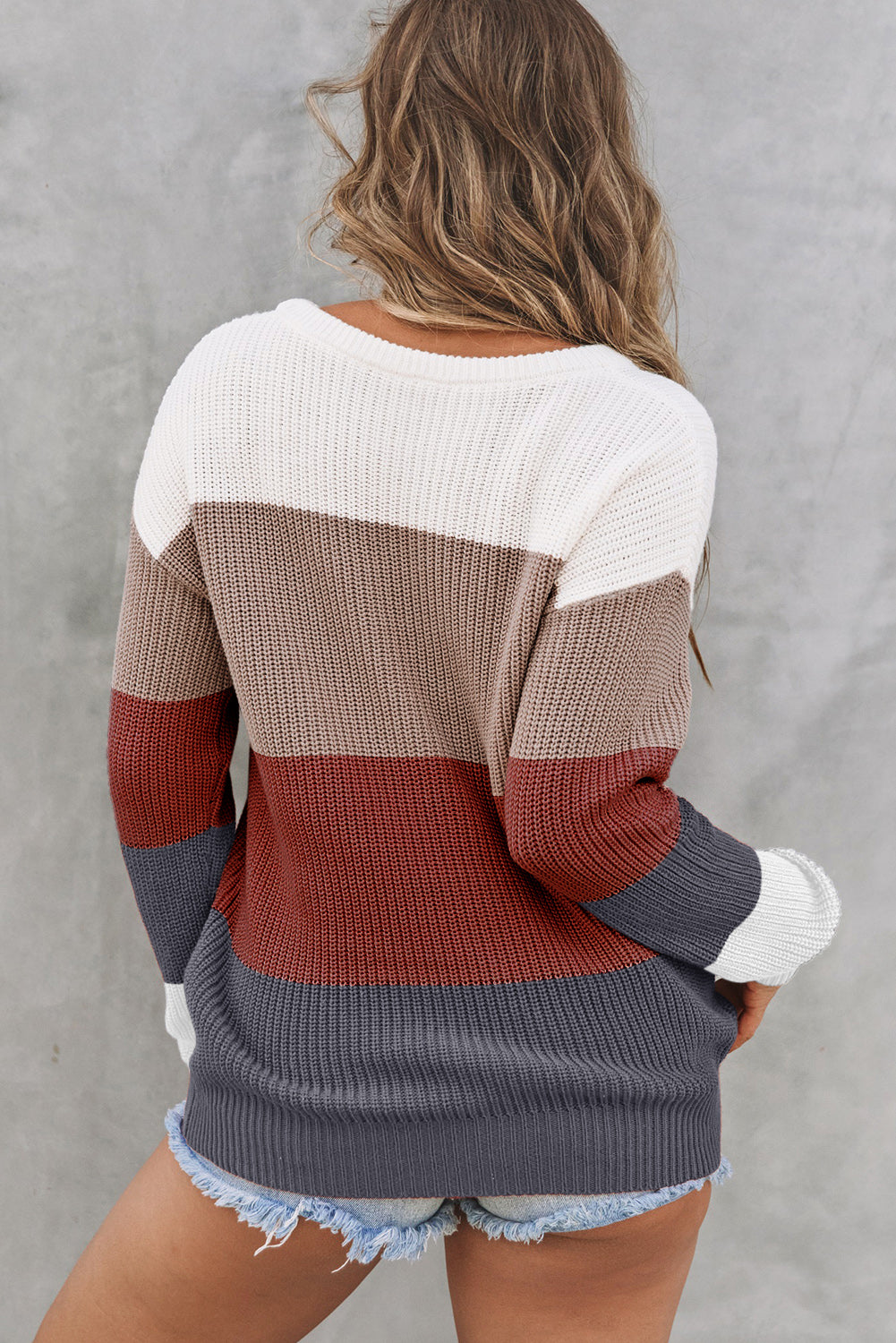 Colourblock Ribbed Knit Sweater