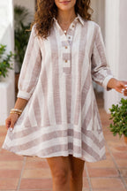 Blush Striped Collared Shirt Dress