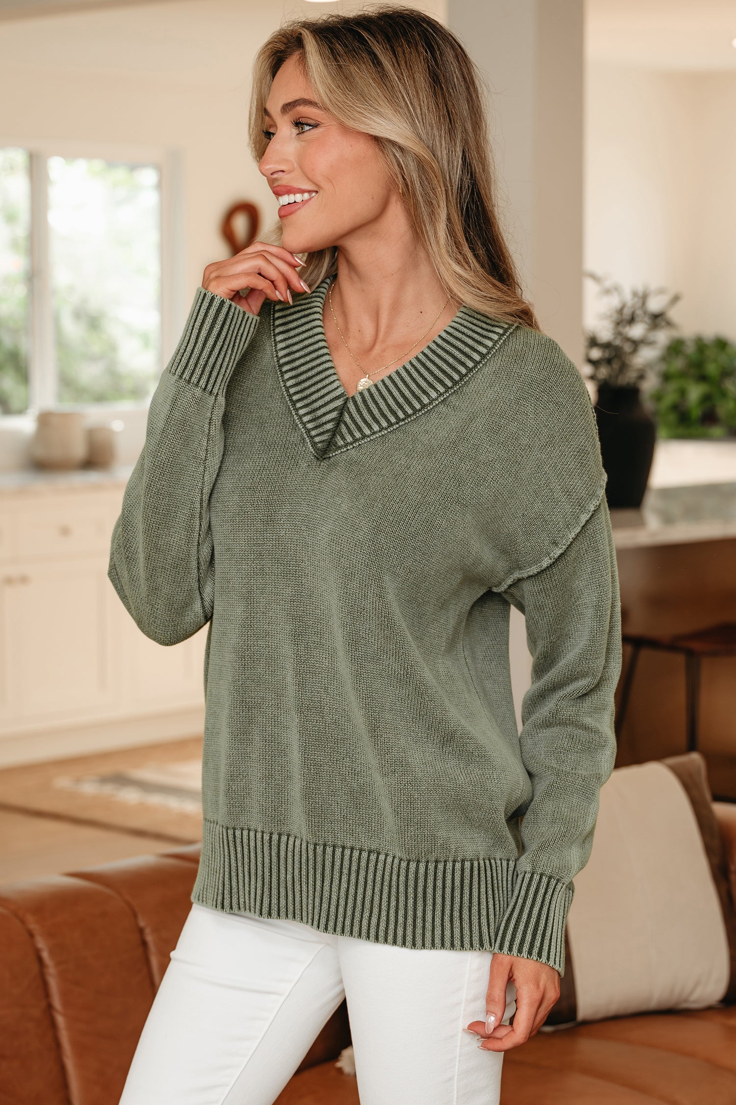 Mineral Wash Exposed Seam Sweater
