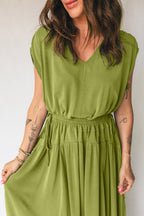 Matcha Smocked Waist Maxi Dress