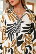 Camel Palm Print Midi Dress