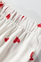 White Heart Print Lounge Set